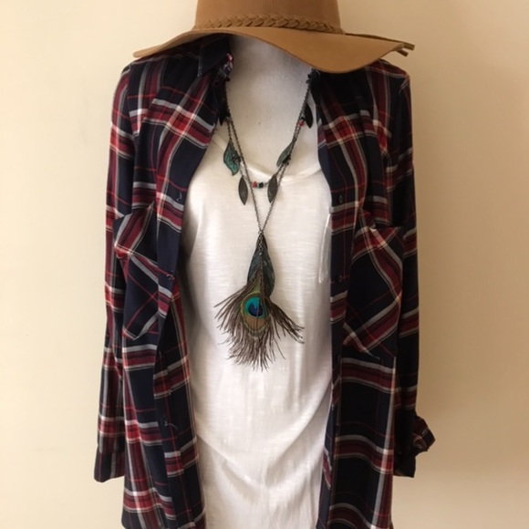 Boho Peacock Feather Necklace! One of a kind conversation piece!